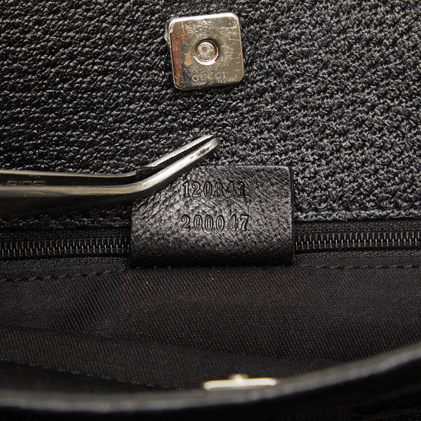 グッチ GGキャンバス 斜め掛け ショルダーバッグ 120841 ブラック キャンバス レザー レディース GUCCI 【中古】