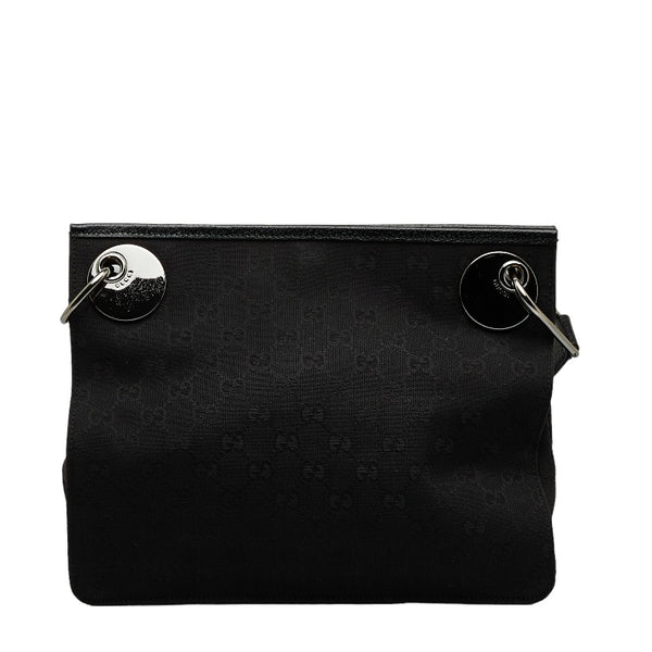 グッチ GGキャンバス 斜め掛け ショルダーバッグ 120841 ブラック キャンバス レザー レディース GUCCI 【中古】
