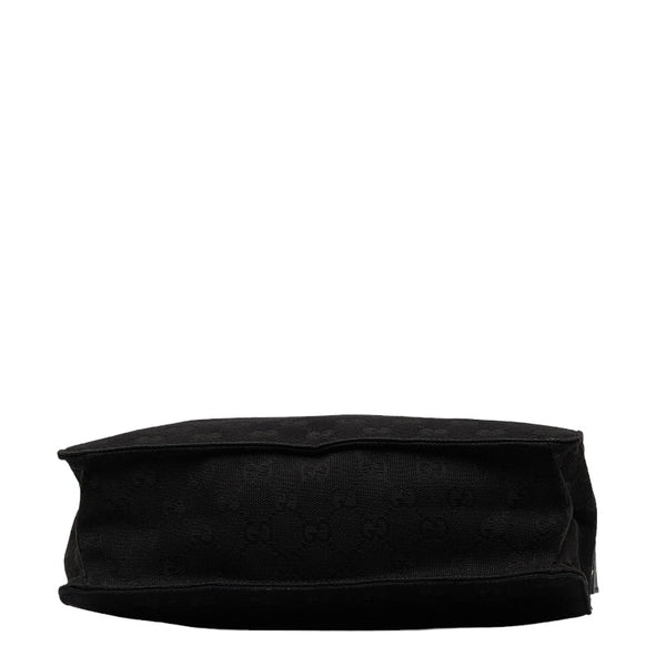 グッチ GGキャンバス 斜め掛け ショルダーバッグ 120841 ブラック キャンバス レザー レディース GUCCI 【中古】