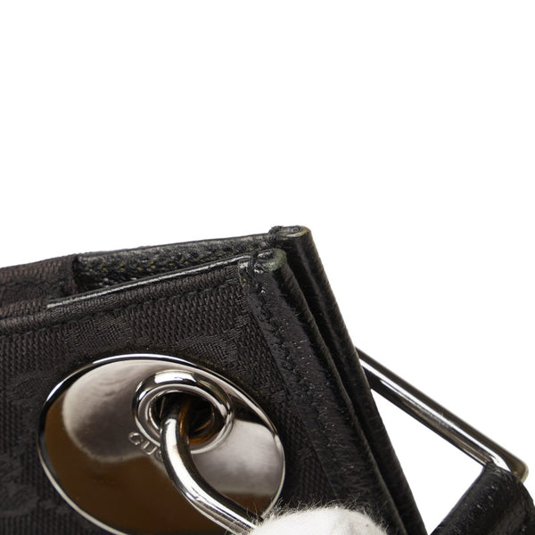 グッチ GGキャンバス 斜め掛け ショルダーバッグ 120841 ブラック キャンバス レザー レディース GUCCI 【中古】