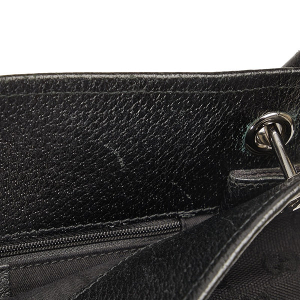 グッチ GGキャンバス 斜め掛け ショルダーバッグ 120841 ブラック キャンバス レザー レディース GUCCI 【中古】