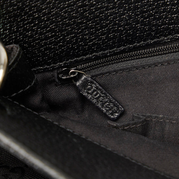 グッチ GGキャンバス 斜め掛け ショルダーバッグ 120841 ブラック キャンバス レザー レディース GUCCI 【中古】