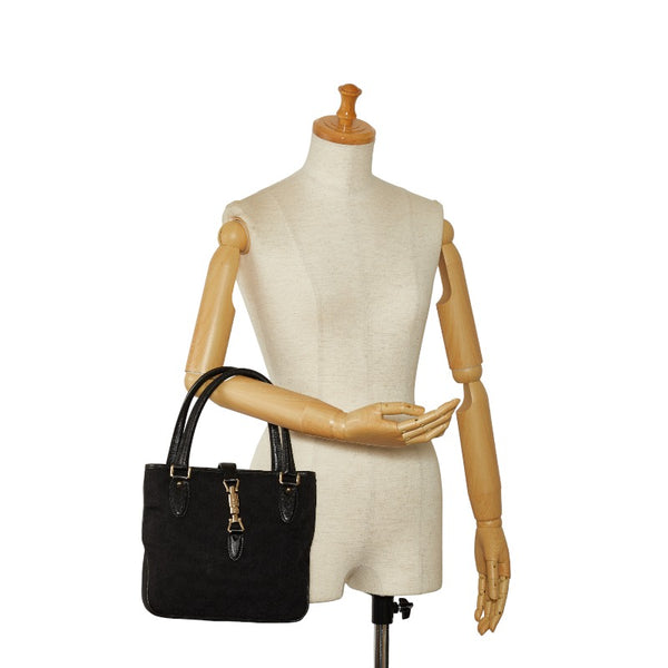 グッチ GGキャンバス ニュージャッキー ハンドバッグ 145817 ブラック キャンバス レザー レディース GUCCI 【中古】