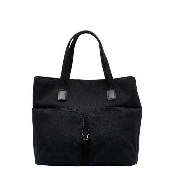 グッチ GGキャンバス ハンドバッグ 002 1080 ブラック キャンバス レザー レディース GUCCI 【中古】