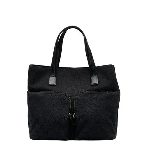 グッチ GGキャンバス ハンドバッグ 002 1080 ブラック キャンバス レザー レディース GUCCI 【中古】