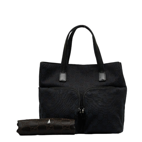 グッチ GGキャンバス ハンドバッグ 002 1080 ブラック キャンバス レザー レディース GUCCI 【中古】