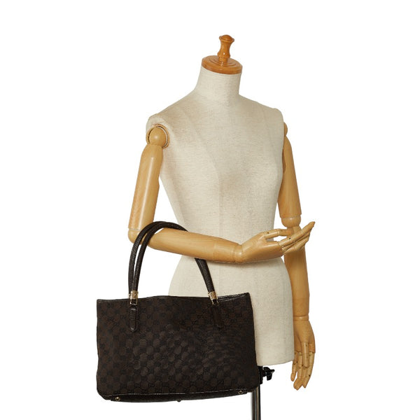 グッチ GGキャンバス トートバッグ 290826 ブラウン キャンバス レザー レディース GUCCI 【中古】