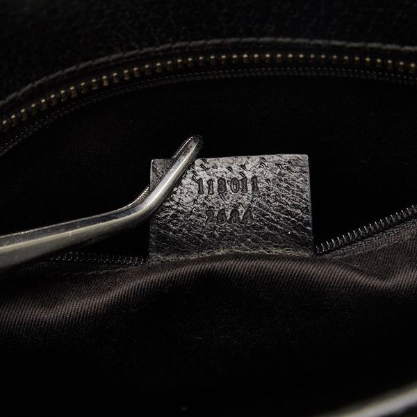 グッチ GGキャンバス ハンドバッグ トートバッグ 113011 ブラック レザー キャンバス レディース GUCCI 【中古】