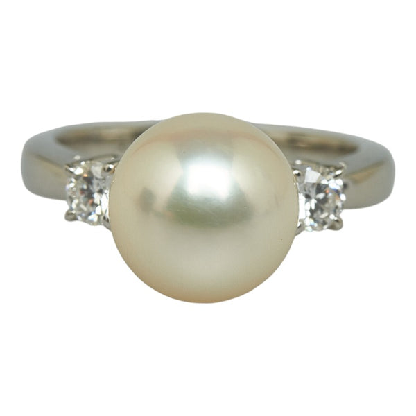 ミキモト Pt950 プラチナ アコヤパール9mm ダイヤ リング 指輪 レディース MIKIMOTO 5.5号 【中古】