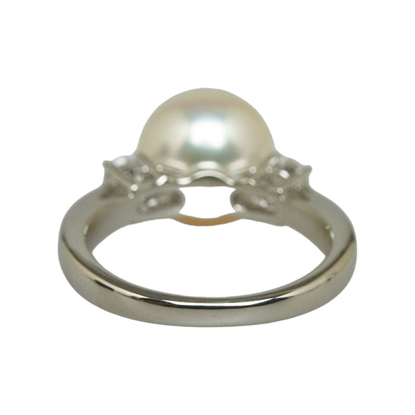 ミキモト Pt950 プラチナ アコヤパール9mm ダイヤ リング 指輪 レディース MIKIMOTO 5.5号 【中古】