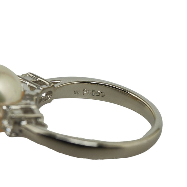 ミキモト Pt950 プラチナ アコヤパール9mm ダイヤ リング 指輪 レディース MIKIMOTO 5.5号 【中古】