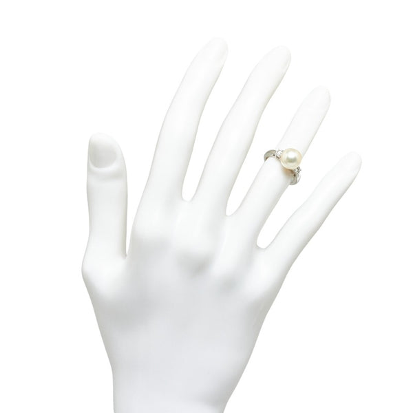ミキモト Pt950 プラチナ アコヤパール9mm ダイヤ リング 指輪 レディース MIKIMOTO 5.5号 【中古】
