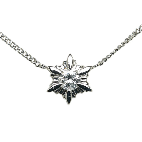Pt900 プラチナ Pt850 プラチナ ダイヤ0.36ct スノーフレーク ネックレス レディース 【中古】