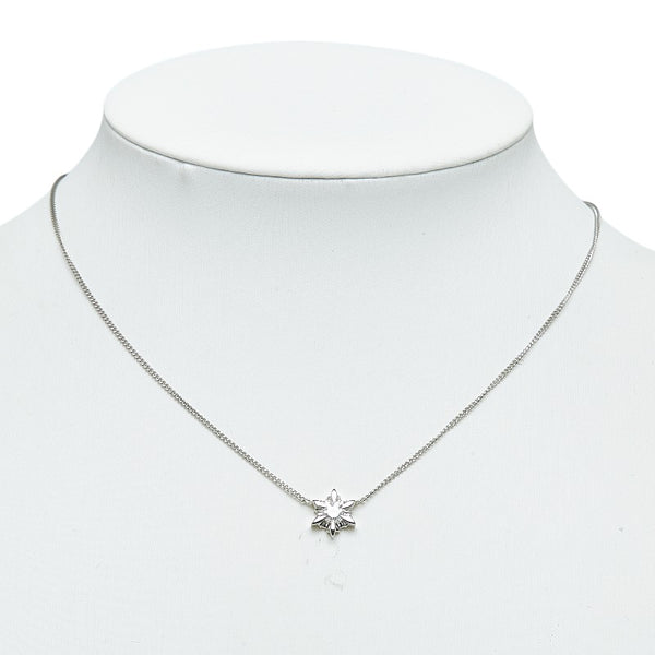 Pt900 プラチナ Pt850 プラチナ ダイヤ0.36ct スノーフレーク ネックレス レディース 【中古】