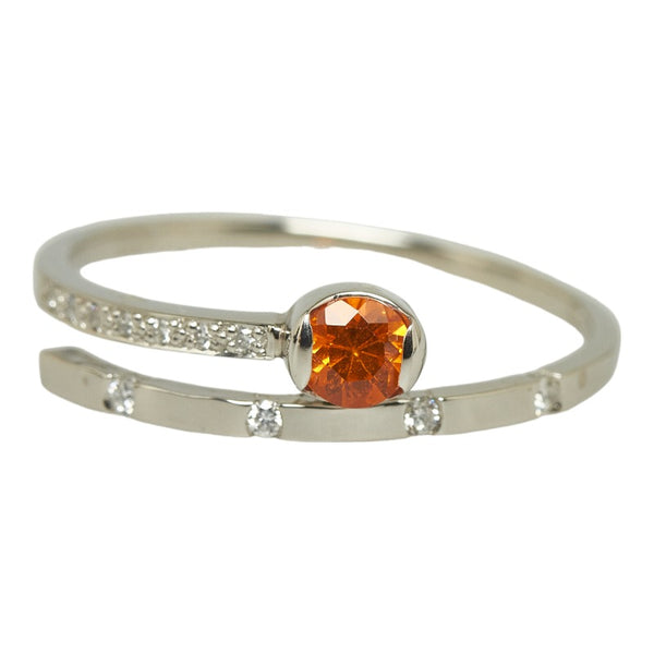 Pt900 プラチナ スペサタイトガーネット0.39ct ダイヤ0.09ct リング 指輪 レディース 23号 【中古】