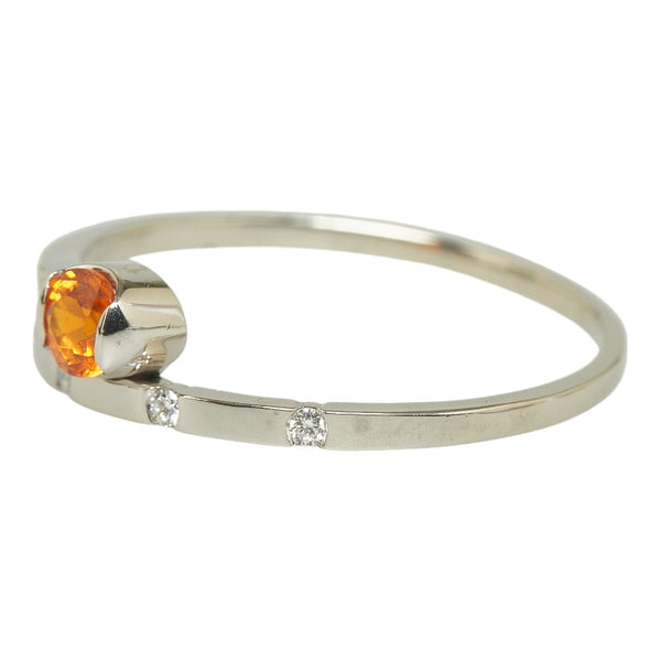 Pt900 プラチナ スペサタイトガーネット0.39ct ダイヤ0.09ct リング 指輪 レディース 23号 【中古】