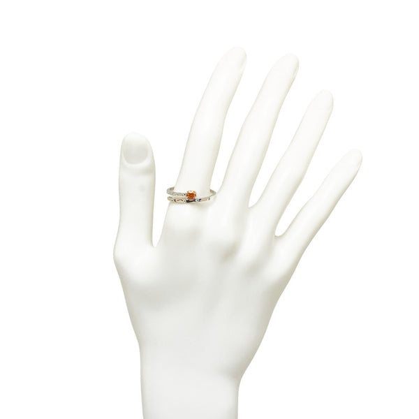 Pt900 プラチナ スペサタイトガーネット0.39ct ダイヤ0.09ct リング 指輪 レディース 23号 【中古】