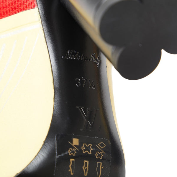 ルイ ヴィトン アカデミー ローファー ビットタッセル モノグラム ヒールローファー MA1129 ブラック レッド ファブリック レザー レディース LOUIS VUITTON 【中古】