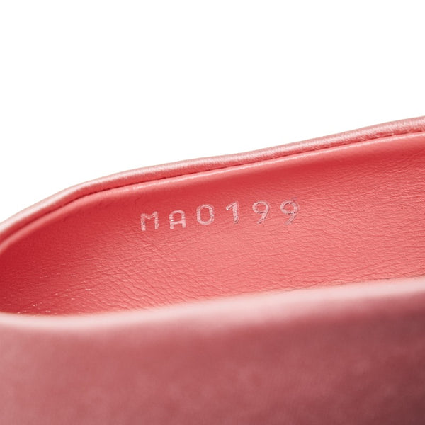 ルイ ヴィトン ポインテッドトゥ ビジュー LVロゴ ミュール サンダル MA0199 ピンク サテン レザー レディース LOUIS VUITTON 【中古】