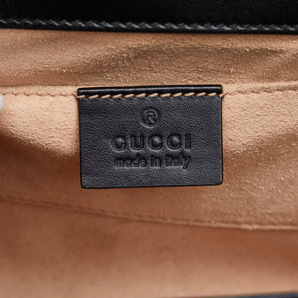 グッチ GGスプリーム パドロック チェーン ショルダーバッグ 432182 ブラック ゴールド ベージュ レザー レディース GUCCI 【中古】