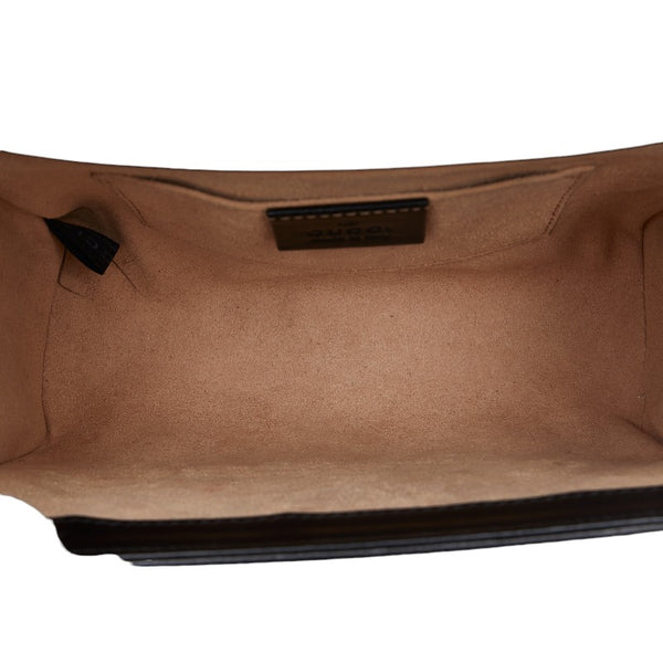 グッチ GGスプリーム パドロック チェーン ショルダーバッグ 432182 ブラック ゴールド ベージュ レザー レディース GUCCI 【中古】