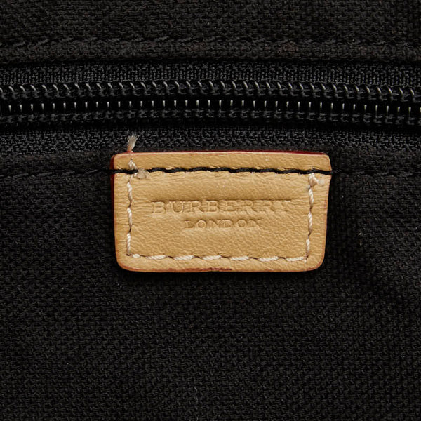 バーバリー ノバチェック ハンドバッグ トートバッグ ベージュ ブラック キャンバス レディース BURBERRY 【中古】