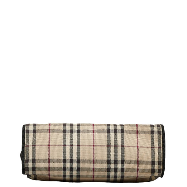 バーバリー ノバチェック ハンドバッグ トートバッグ ベージュ ブラック キャンバス レディース BURBERRY 【中古】