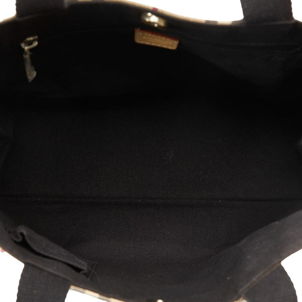 バーバリー ノバチェック ハンドバッグ トートバッグ ベージュ ブラック キャンバス レディース BURBERRY 【中古】
