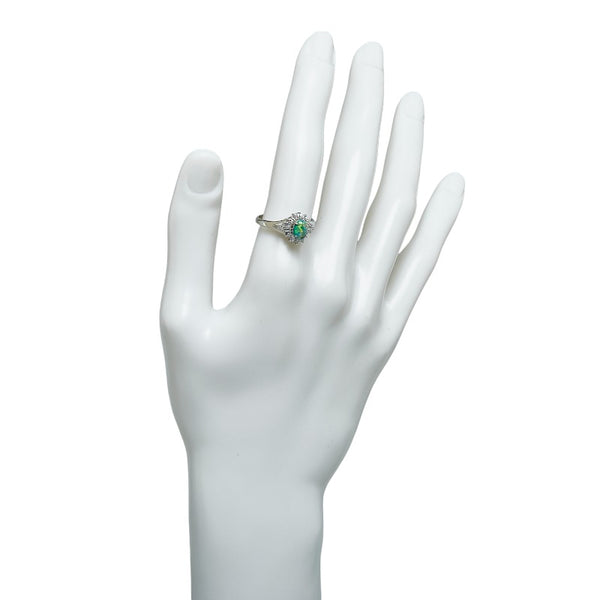 Pt900 プラチナ ブラックオパール0.63ct ダイヤ0.29ct リング 指輪 レディース 15号 【中古】