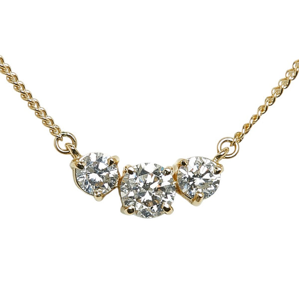 K18YG イエローゴールド ダイヤ1.03ct トリプル チェーン ネックレス レディース 【中古】