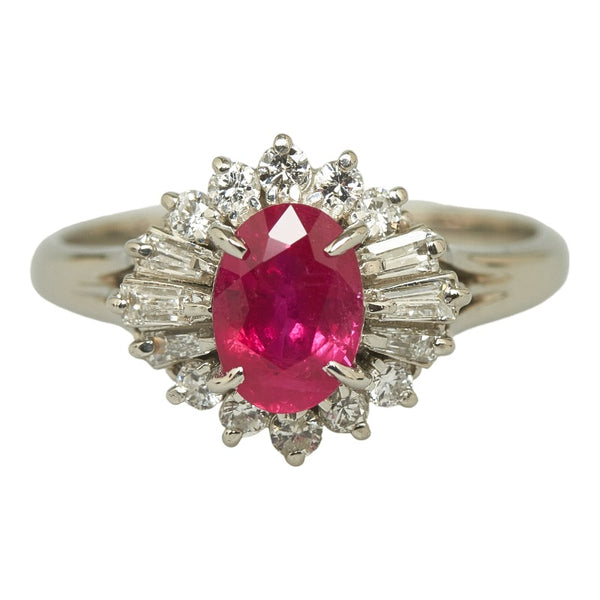 Pt900 プラチナ ルビー0.93ct ダイヤ0.38ct リング 指輪 レディース 12号 【中古】