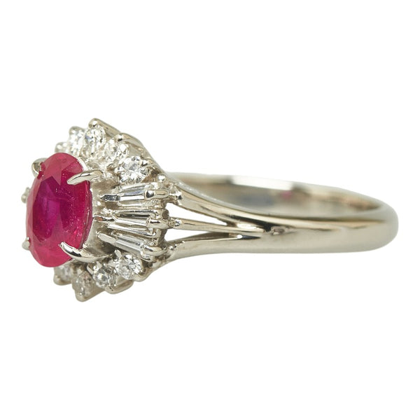 Pt900 プラチナ ルビー0.93ct ダイヤ0.38ct リング 指輪 レディース 12号 【中古】