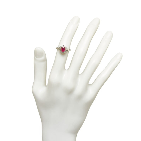 Pt900 プラチナ ルビー0.93ct ダイヤ0.38ct リング 指輪 レディース 12号 【中古】