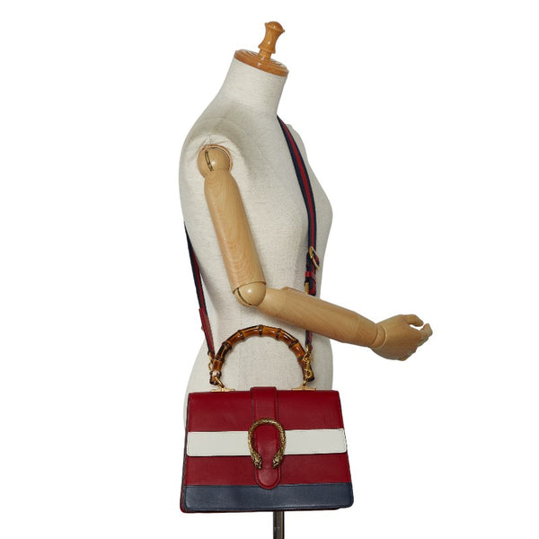 グッチ バンブー ディオニュソス ハンドバッグ ショルダーバッグ 2WAY 448075 レッド マルチカラー レザー レディース GUCCI 【中古】