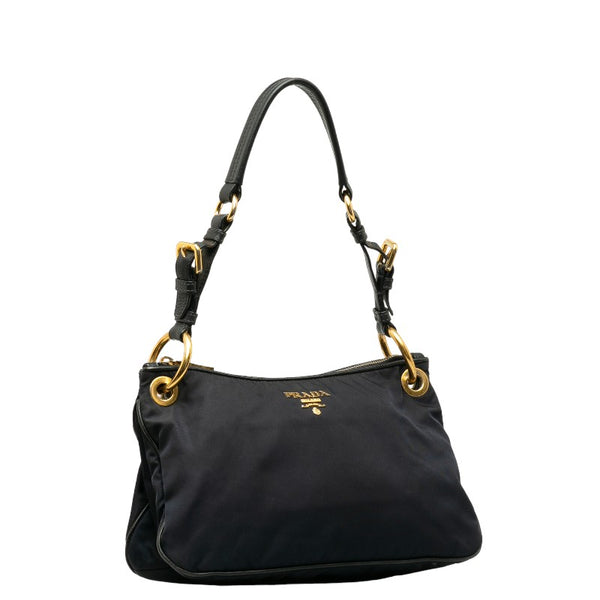 プラダ ロゴ ワンショルダーバッグ ネイビー ナイロン レディース PRADA 【中古】