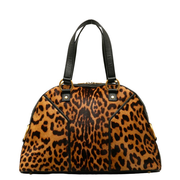 サンローラン レオパード 豹柄 ハンドバッグ ブラウン ブラック ハラコ レザー レディース SAINT LAURENT 【中古】