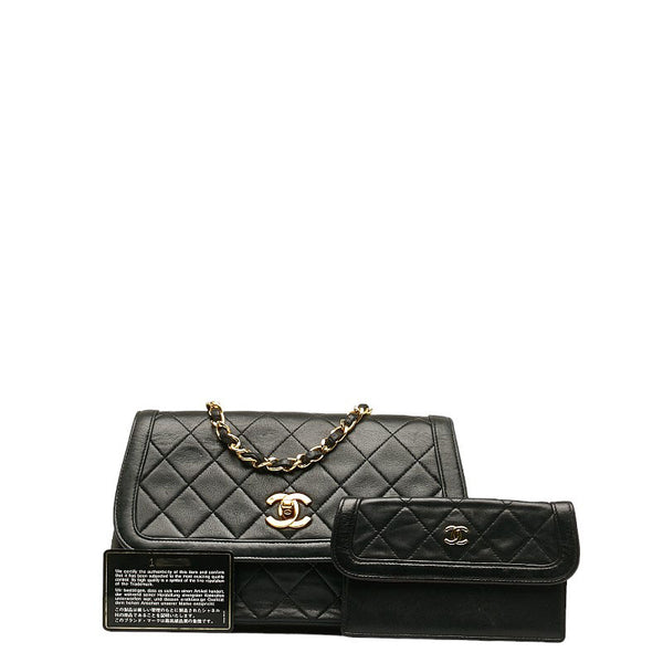シャネル マトラッセ ココマーク チェーン ショルダーバッグ  ブラック ラムスキン レディース CHANEL 【中古】