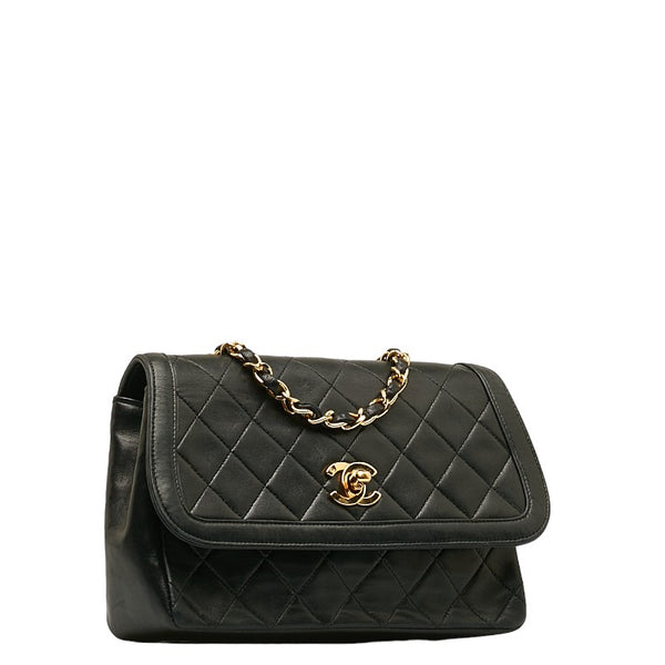 シャネル マトラッセ ココマーク チェーン ショルダーバッグ  ブラック ラムスキン レディース CHANEL 【中古】