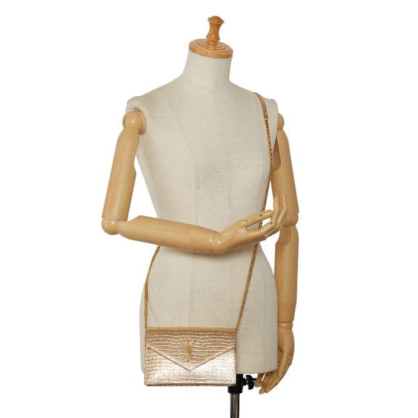 サンローラン チェーン ショルダーバッグ ピンクゴールド レザー レディース SAINT LAURENT 【中古】