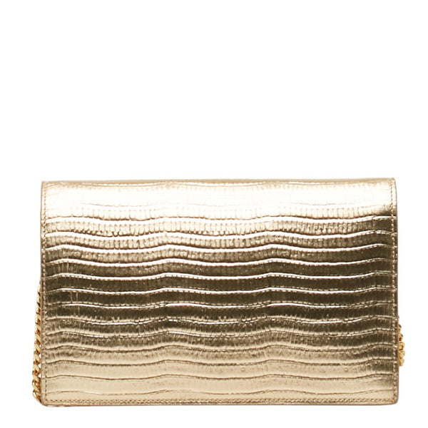 サンローラン チェーン ショルダーバッグ ピンクゴールド レザー レディース SAINT LAURENT 【中古】