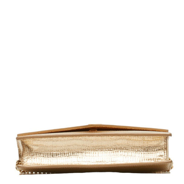 サンローラン チェーン ショルダーバッグ ピンクゴールド レザー レディース SAINT LAURENT 【中古】