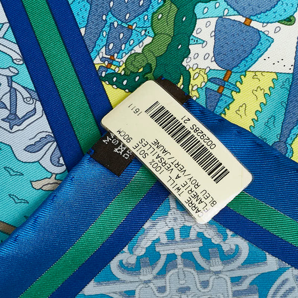 エルメス カレ90 Flanerie a Versailles ヴェルサイユの散歩 スカーフ ブルー マルチカラー シルク レディース HERMES 【中古】
