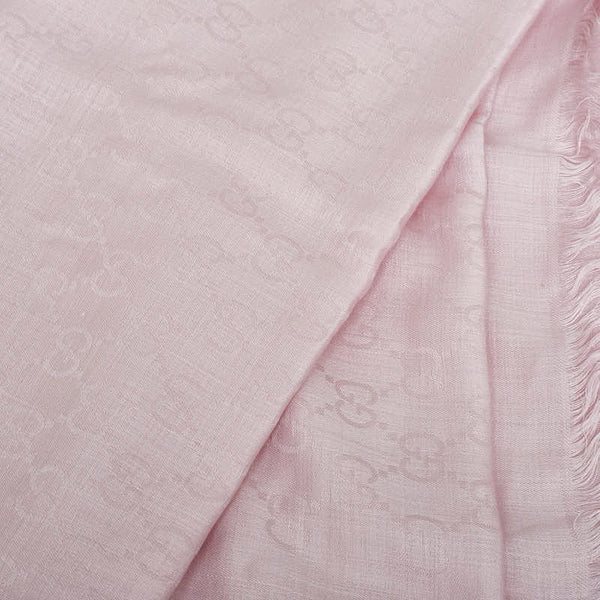 グッチ GG柄 ストール ピンク ウール シルク レディース GUCCI 【中古】