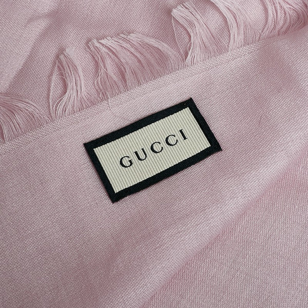 グッチ GG柄 ストール ピンク ウール シルク レディース GUCCI 【中古】