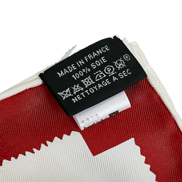 エルメス カレ90 Tout en Carre 全てはカレの中に スカーフ レッド ホワイト シルク レディース HERMES 【中古】