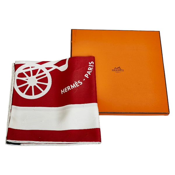 エルメス カレ90 Tout en Carre 全てはカレの中に スカーフ レッド ホワイト シルク レディース HERMES 【中古】