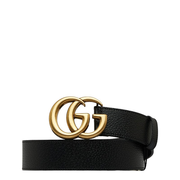 グッチ ダブルG GGマーモント ベルト 406831 ブラック ゴールド カーフレザー レディース GUCCI 【中古】