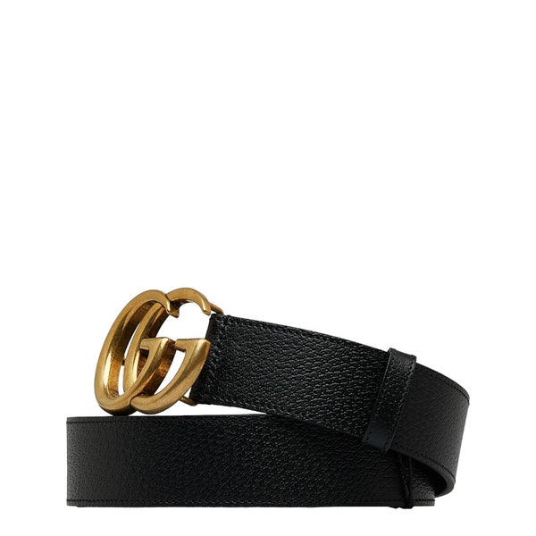 グッチ ダブルG GGマーモント ベルト 406831 ブラック ゴールド カーフレザー レディース GUCCI 【中古】