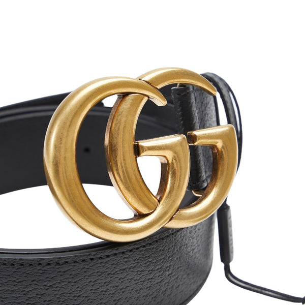 グッチ ダブルG GGマーモント ベルト 406831 ブラック ゴールド カーフレザー レディース GUCCI 【中古】