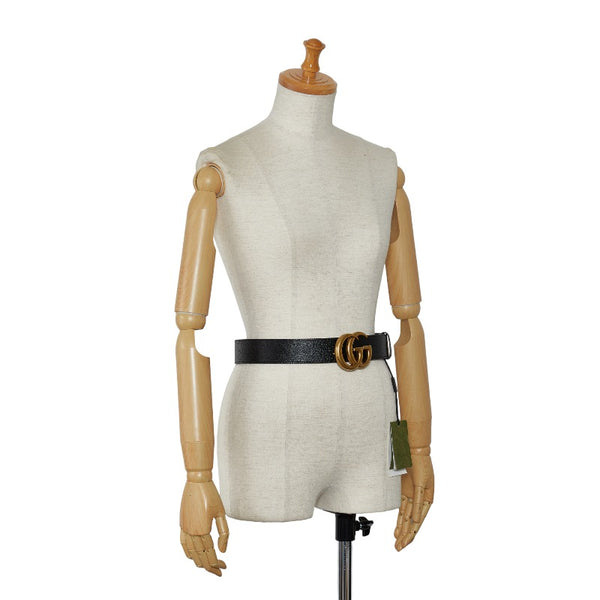 グッチ ダブルG GGマーモント ベルト 406831 ブラック ゴールド カーフレザー レディース GUCCI 【中古】